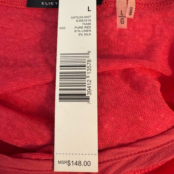 Elie Tahari dark coral semi sheer top - Picture 6 of 8